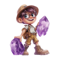 Little Explorer with Binoculars and Safari Outfit Ready for Adventure transparent background png