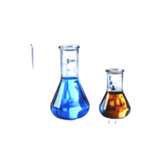 Laboratory Glassware with Colorful Liquid Reflection Isolated Transparent Background png