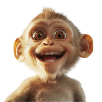 Monkey face with cute expression on transparent background png