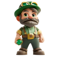 Cute cartoon Leprechaun character laughing and giving thumb isolated on transparent background png