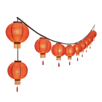 Collection of Chinese lanterns festive atmosphere isolated on transparent background png
