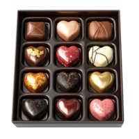 Heartshaped chocolates in a box isolated on transparent background png