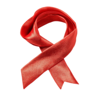 A vibrant red awareness ribbon tied in a loop symbolizing support for various causes on Transparent Background png