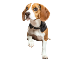 Cute beagle dog smiling with tongue out on isolated transparent background png