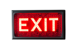 Bright Red Illuminated Exit LED Sign for Emergency Guidance and Safety png