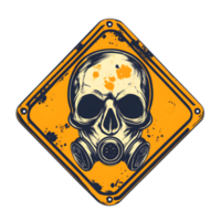 Hazardous Toxic Warning Sign with Skull and Gas Mask Graphic png