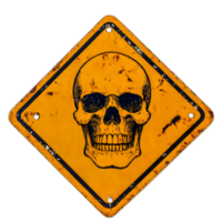 Grungy Hazardous Warning Sign with Toxic Skull Graphic for Dangerous Environments and Risky Situations png