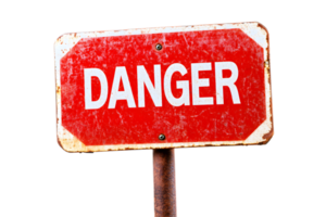 Vibrant Red Danger Warning Sign Indicating Potential Hazard or Threat for Safety and Security png