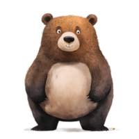 Adorable Cartoon Bear Plush Toy in Friendly Pose on White Background png