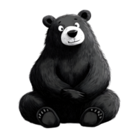Adorable Black Bear Plush Sitting in a Cozy and Whimsical Pose png