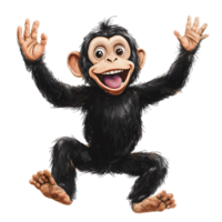 Animated Chimpanzee Monkey in Playful and Joyful Gesture with Bright Expression png