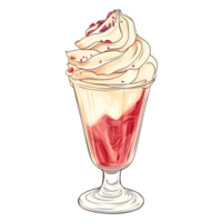 Delightful Summer Ice Cream Sundae in Glass with Cherry and Fruit Topping png