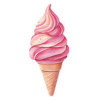Delightful Pastel Pink Spiral Soft Serve Ice Cream Cone Treat png