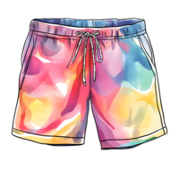 Vibrant and Colorful Summer Shorts with Abstract Pattern Design png