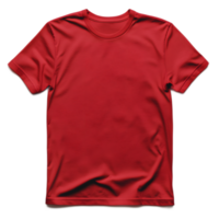 The front view of a bright red blank t shirt on a plain background perfect for product display branding and apparel design purposes png