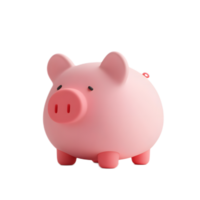 Cute Pink Piggy Bank on White Background Depicting Savings and Financial Stability png