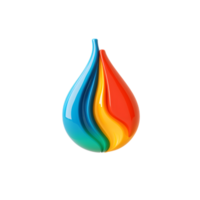 Vibrant Explosion of Colorful 3D Oil Spill Drop Icon with Fluid Fractal Patterns and Transparency png