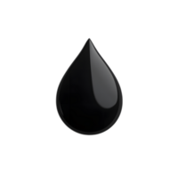 3D Rendering of a Black Oil Drop Icon Symbolizing Environmental Damage and Ecological Crisis png