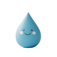 Cute 3D Blue Water Droplet Smiling Symbol for Environment Conservation png