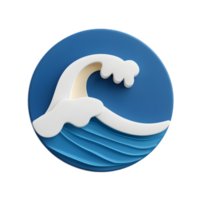 Stylized 3D Ocean Wave Icon with Minimalist Design and Clean Geometric Shapes png