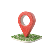 3D Transparent Location Pin Marker on Digital Map for Navigation png