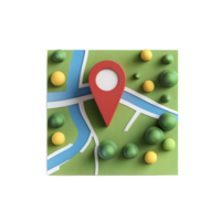 3D Location Pin Marker on Transparent Navigational Map Background png