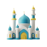 Whimsical 3D Mosque with Vibrant Colorful Domes and Minarets png