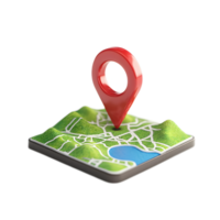 3D Location Pin Marker on Transparent Map Interface for Digital Navigation and GPS Tracking png