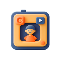 Cheerful 3D Cartoon Webinar Icon with Play Button for Online Learning and Digital Presentation png