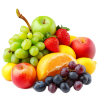 Assortment of Fresh and Colorful Fruits and Vegetables on a White Background png