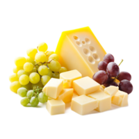 Appetizing Cheese and Grape Platter on White Background png