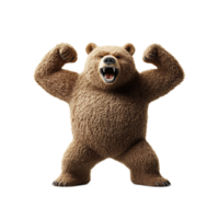 Powerful and Physically Imposing Grizzly Bear Flexing Its Muscular Arms in a Fierce Pose Displaying Its Strength and Ferocity png