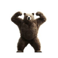 Powerful and Confident Brown Bear Flexing Muscular Arms,Symbolizing Strength and Resilience png
