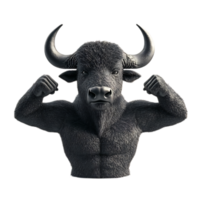 Powerful Buffalo with Muscular Arms Symbolizing Strength and Determination png