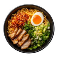 Appetizing Bowl of Authentic Japanese Ramen Noodle Soup with Pork and Egg png