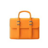 A minimalist orange leather business briefcase on a white background png