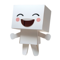 Cheerful Papercraft Character with Joyful Facial Expression in Minimal Studio Setting png