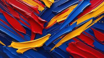 Vibrant Paint Brushstroke Textures with Thick Layered Primary Colors in Bold Abstract photo