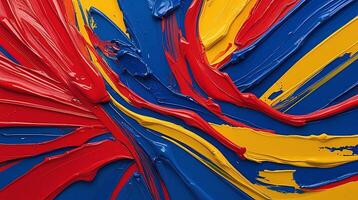 Vibrant Paint Brushstroke Textures with Thick Layered Primary Colors in a Bold Abstract photo