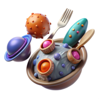 elegant vintage Space Food Utensils Floating Transparent Background authentic png