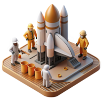 elegant rustic Space Shuttle Launch Pad Cutout with Ground Crew authentic png