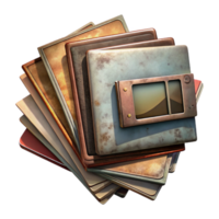impressive rustic Stack of Vintage Photos Faded Color Transparent Background premium png