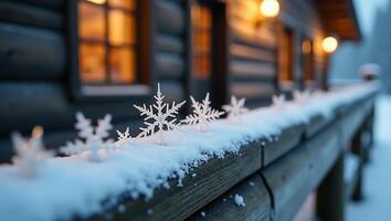 Close-up of Snowflakes on a Frozen Surface photo