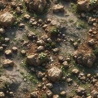 High-resolution, seamless ground texture featuring an organic mix of soil, scattered pebbles, and natural dirt variations photo