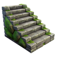 impressive artistic Stone Steps Isolated with Moss Growth high resolution png