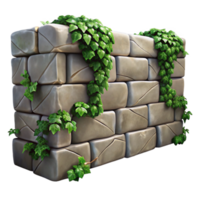 elegant minimalist Stone Wall with Ivy Isolated on Transparent Background high resolution png