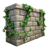 magnificent abstract Stone Wall with Ivy Isolated on Transparent Background png