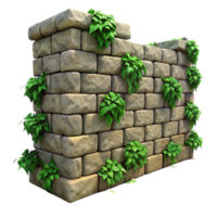 magnificent rustic Stone Wall with Ivy Isolated on Transparent Background high resolution png