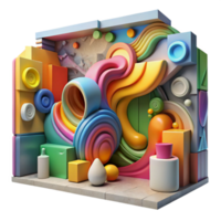 elegant classic Street Art Mural Abstract Design Colorful Transparent Background premium png