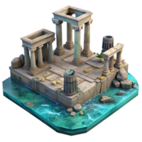 serene rustic Submerged Archaeological Site Ruins Isolated with Dark Lighting high resolution png